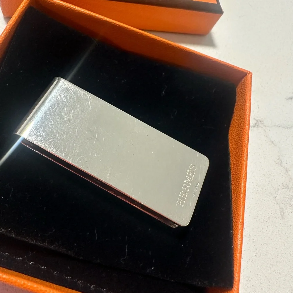 Hermes Sterling Silver Men's H Logo Money Clip